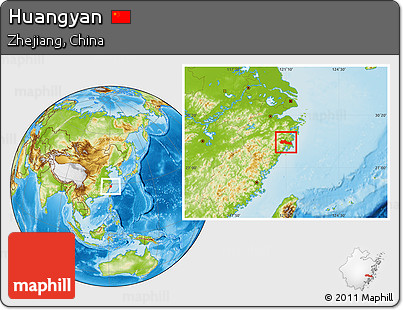 Physical Location Map of Huangyan
