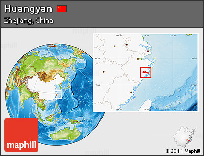 Physical Location Map of Huangyan, highlighted country
