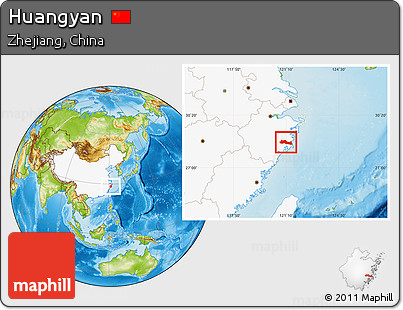Physical Location Map of Huangyan, highlighted country