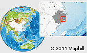 Physical Location Map of Huangyan, highlighted country, highlighted parent region