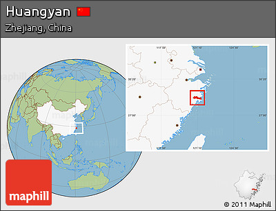 Savanna Style Location Map of Huangyan, highlighted country