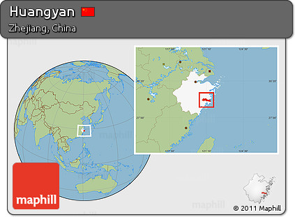 Savanna Style Location Map of Huangyan, highlighted parent region
