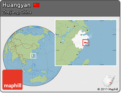 Savanna Style Location Map of Huangyan, highlighted parent region