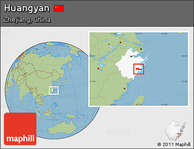 Savanna Style Location Map of Huangyan, highlighted parent region