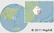 Savanna Style Location Map of Huangyan, highlighted parent region, hill shading