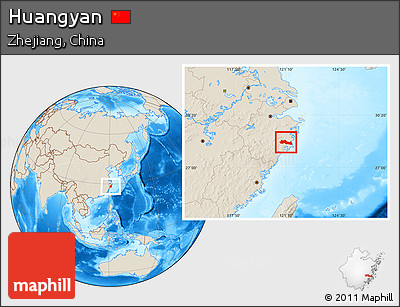 Shaded Relief Location Map of Huangyan