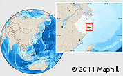 Shaded Relief Location Map of Huangyan, highlighted parent region