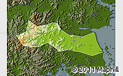 Physical Map of Huangyan, darken