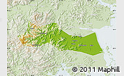 Physical Map of Huangyan, lighten
