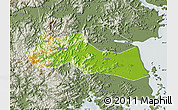 Physical Map of Huangyan, semi-desaturated