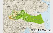 Physical Map of Huangyan, shaded relief outside