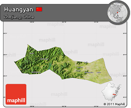 Satellite Map of Huangyan, cropped outside
