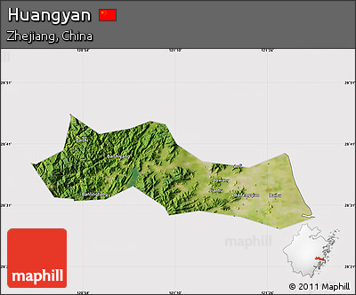 Satellite Map of Huangyan, cropped outside