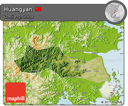 Satellite Map of Huangyan, physical outside