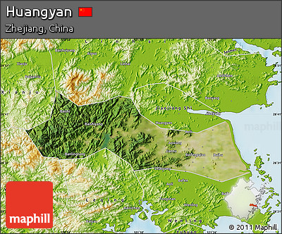 Satellite Map of Huangyan, physical outside