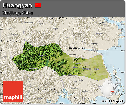 Satellite Map of Huangyan, shaded relief outside