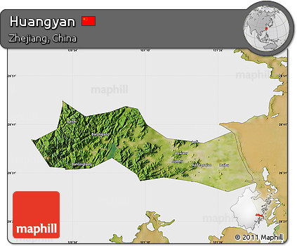 Satellite Map of Huangyan, single color outside
