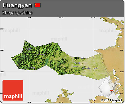 Satellite Map of Huangyan, single color outside