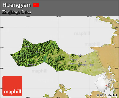 Satellite Map of Huangyan, single color outside