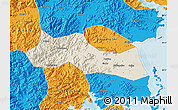Shaded Relief Map of Huangyan, political outside