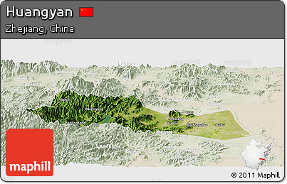 Satellite Panoramic Map of Huangyan, lighten