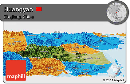 Satellite Panoramic Map of Huangyan, political outside