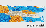 Shaded Relief Panoramic Map of Huangyan, political outside