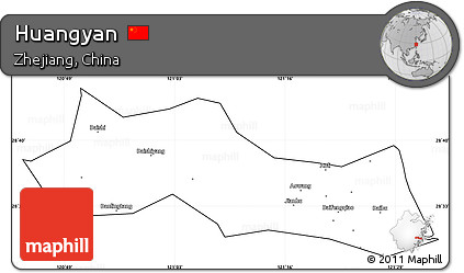 Blank Simple Map of Huangyan, cropped outside