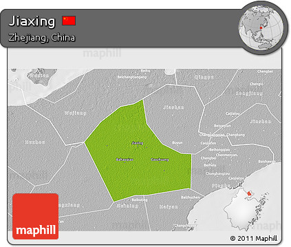 Physical 3D Map of Jiaxing, lighten, desaturated