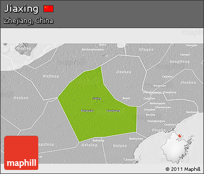 Physical 3D Map of Jiaxing, lighten, desaturated