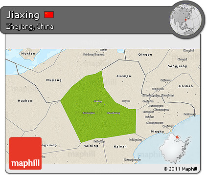 Physical 3D Map of Jiaxing, shaded relief outside