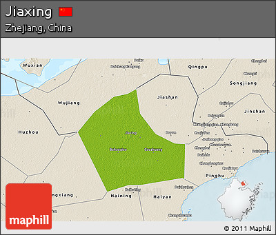 Physical 3D Map of Jiaxing, shaded relief outside