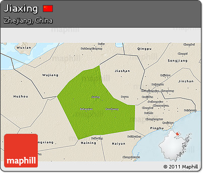 Physical 3D Map of Jiaxing, shaded relief outside