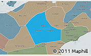 Political 3D Map of Jiaxing, semi-desaturated