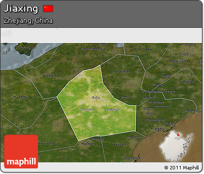 Satellite 3D Map of Jiaxing, darken