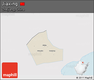 Shaded Relief 3D Map of Jiaxing, single color outside