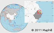 Gray Location Map of Jiaxing, highlighted country, highlighted parent region