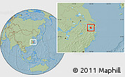 Savanna Style Location Map of Jiaxing, hill shading