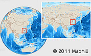 Shaded Relief Location Map of Jiaxing, within the entire country