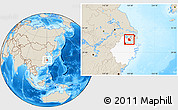 Shaded Relief Location Map of Jiaxing, highlighted parent region