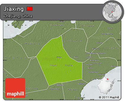 Physical Map of Jiaxing, semi-desaturated