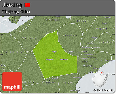 Physical Map of Jiaxing, semi-desaturated