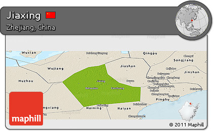 Physical Panoramic Map of Jiaxing, shaded relief outside