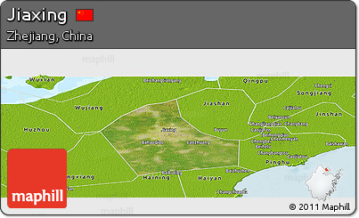 Satellite Panoramic Map of Jiaxing, physical outside