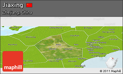 Satellite Panoramic Map of Jiaxing, physical outside