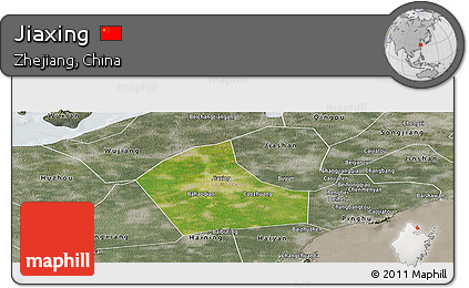 Satellite Panoramic Map of Jiaxing, semi-desaturated