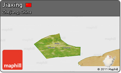 Satellite Panoramic Map of Jiaxing, single color outside