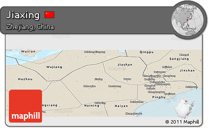 Shaded Relief Panoramic Map of Jiaxing
