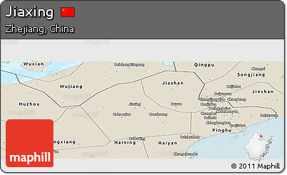 Shaded Relief Panoramic Map of Jiaxing