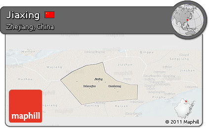 Shaded Relief Panoramic Map of Jiaxing, lighten